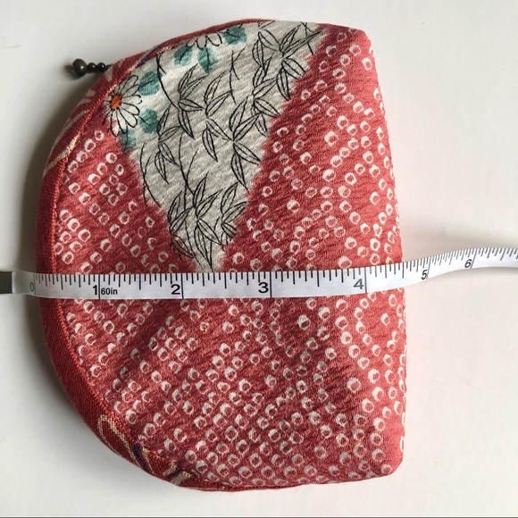 NEW Japanese Coin Purse Pouch Bag Floral Bamboo Print Handmade Small NWOT - Picture 7 of 12